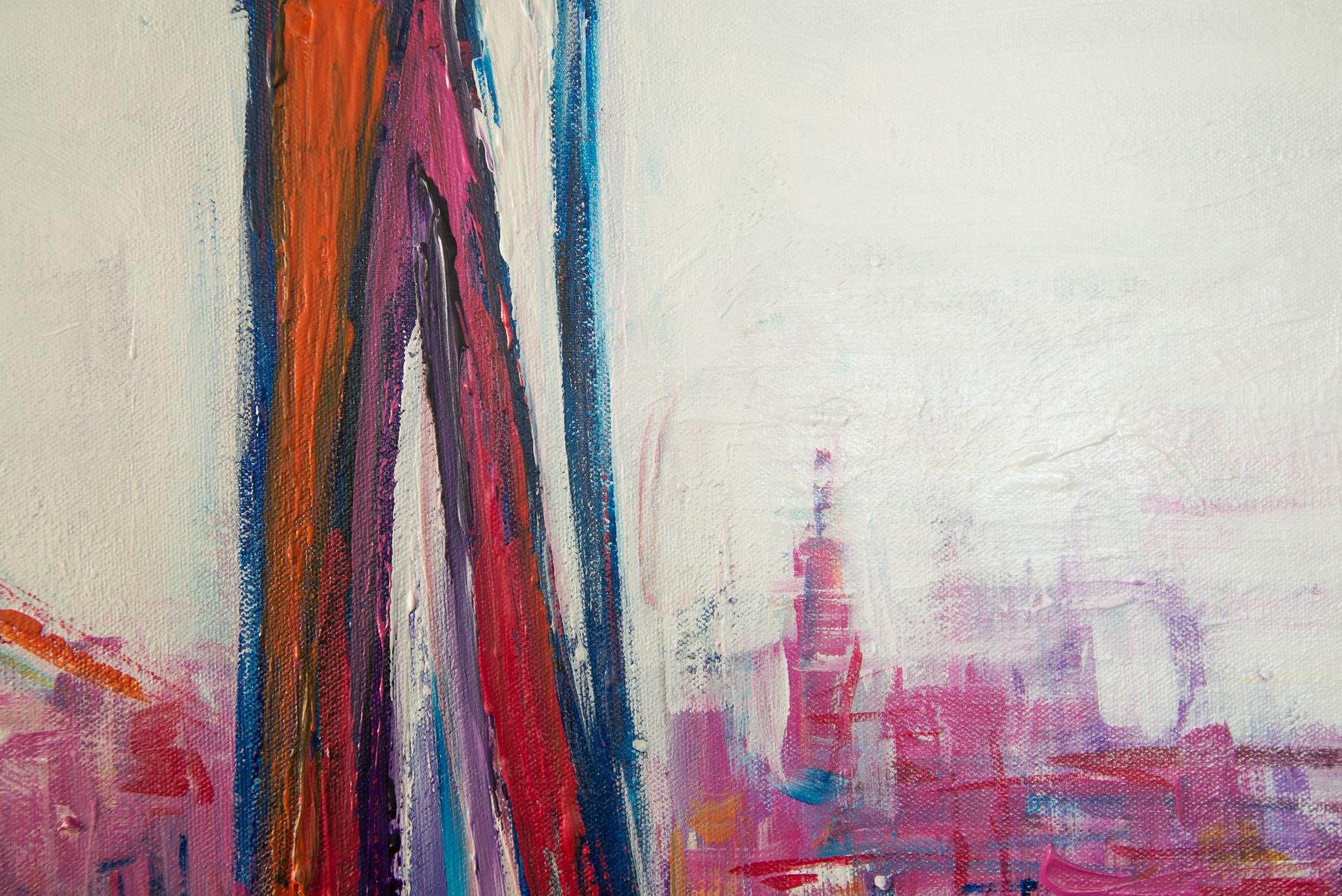 NYC=Libertà, Pittura originale - Interior Painting Grigio di Kajal Zaveri