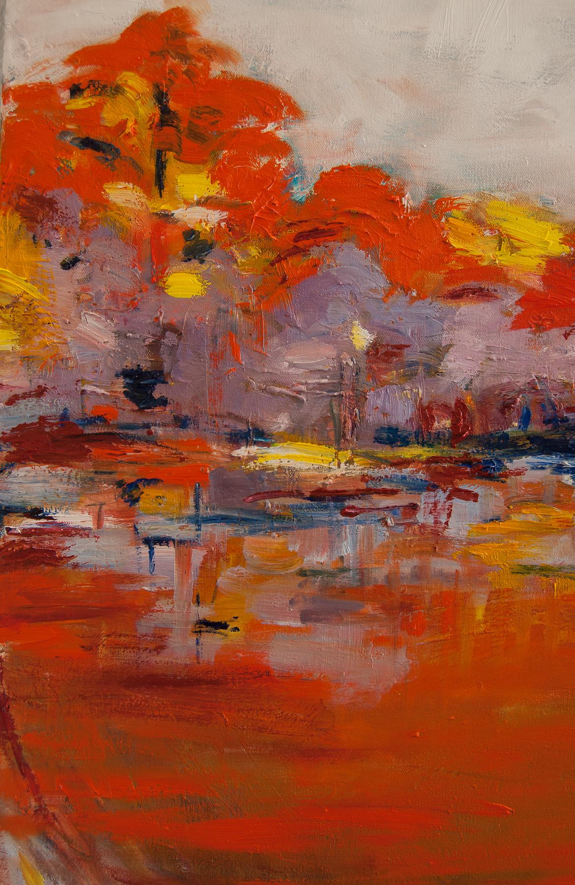 Bagliore arancione, pittura ad olio astratta - Abstract Painting Arancia di Kajal Zaveri