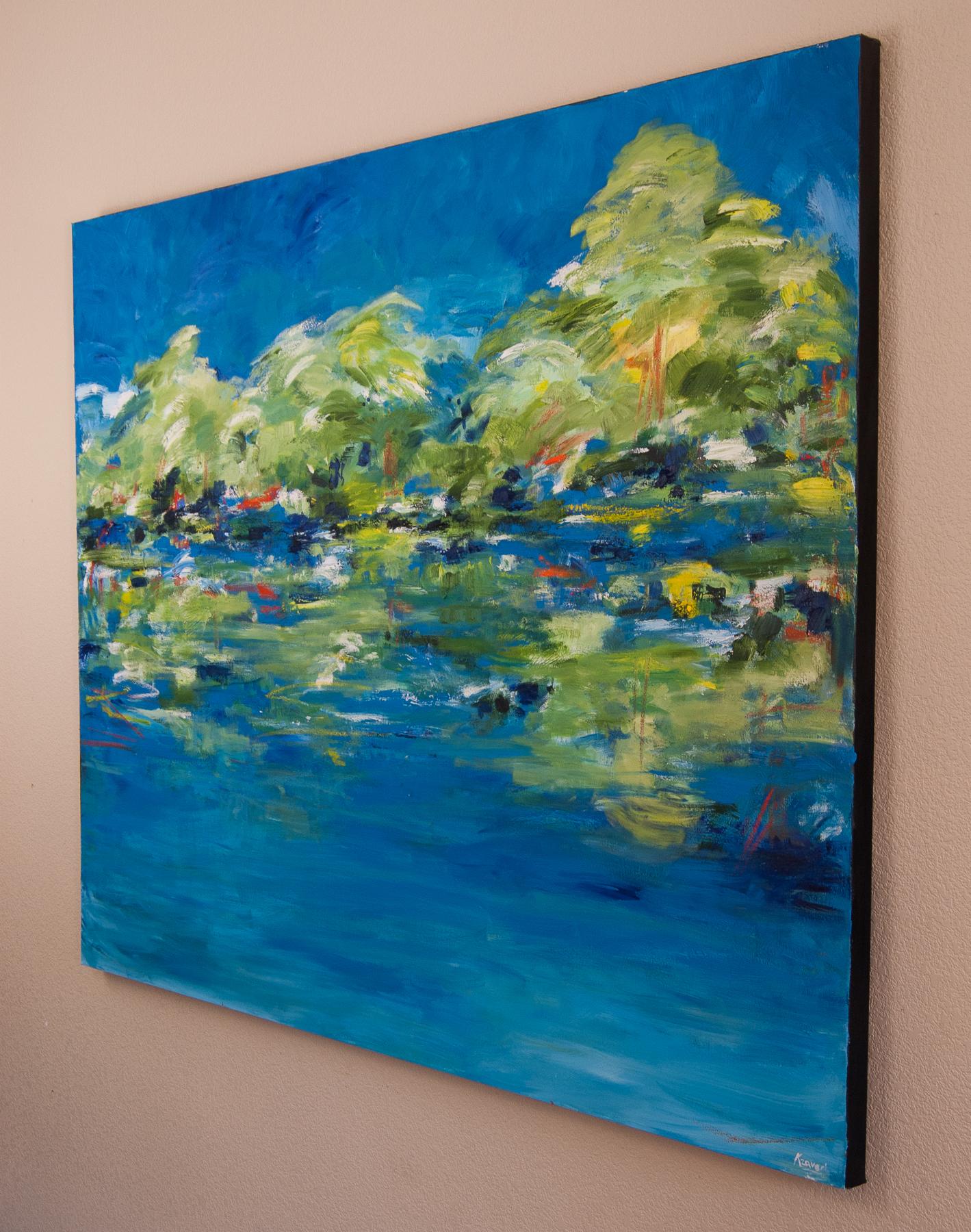 Da qualche parte... Godersi il panorama, pittura a olio astratta - Painting di Kajal Zaveri