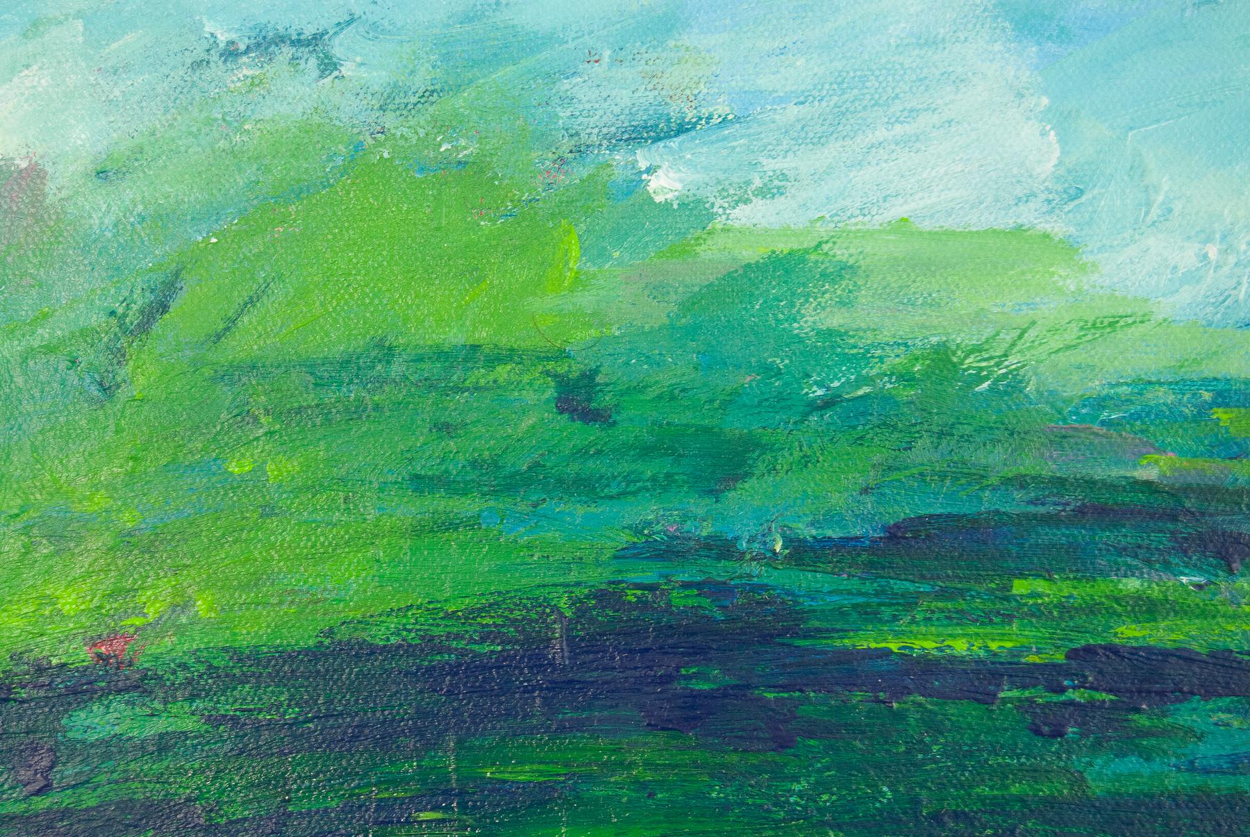 Da qualche parte... I+I siedono ancora, pittura astratta - Abstract Painting Blu di Kajal Zaveri