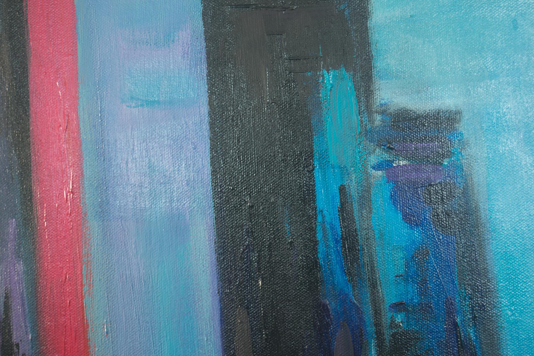 De pie, pintura original - Landscape Painting Azul de Kajal Zaveri