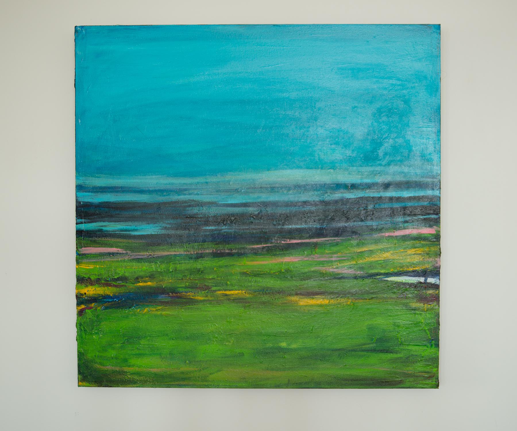 Sommertage, Abstraktes Gemälde (Blau), Abstract Painting, von Kajal Zaveri