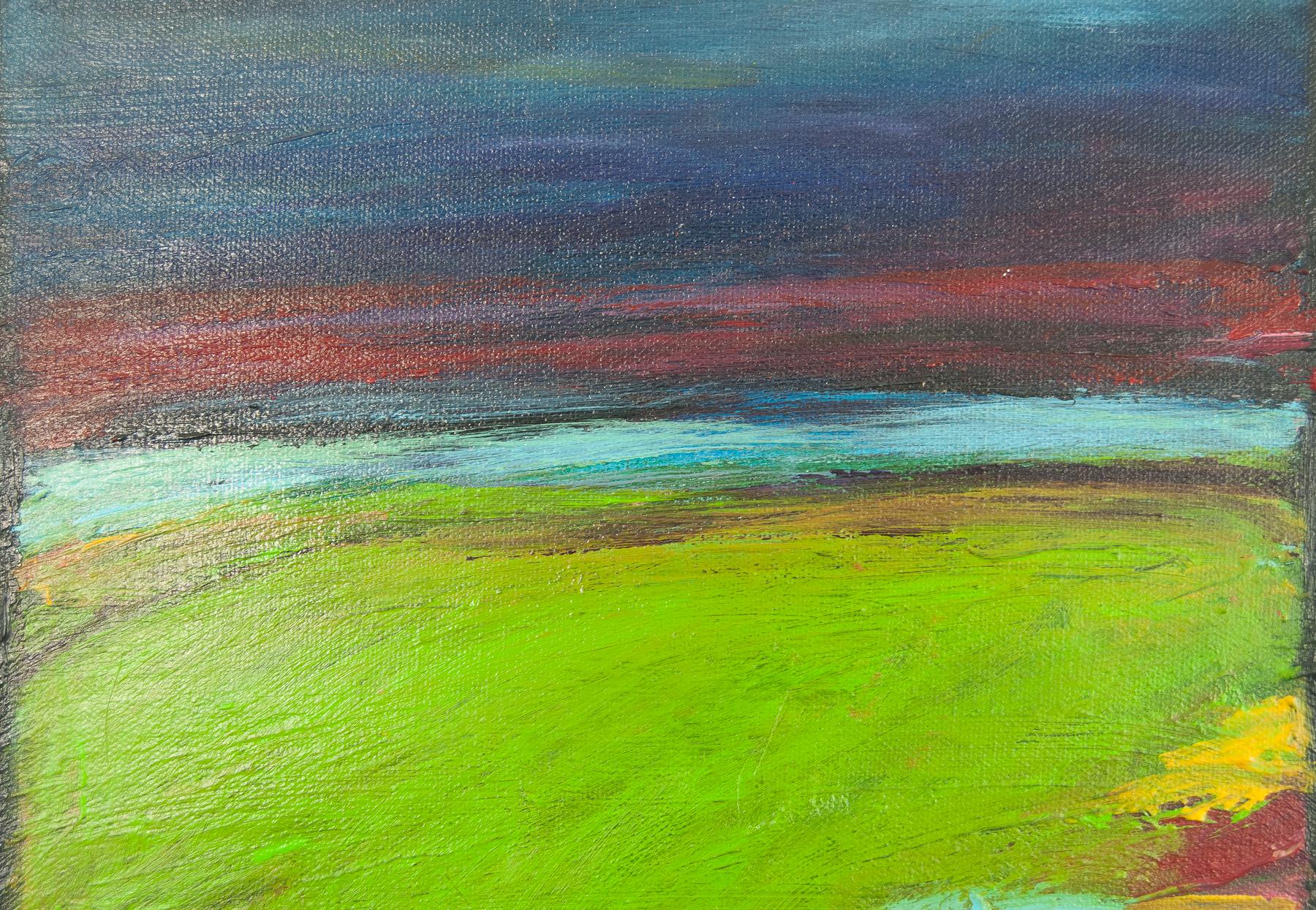 Campo Crepuscular, Pintura Abstracta - Landscape Painting Negro de Kajal Zaveri