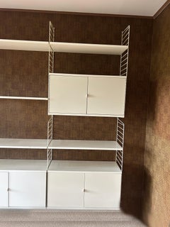 Kajsa & Nisse Strinning White Laminate 4 bay String wire wall shelf unit Sweden