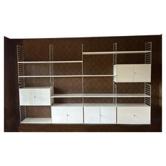 Kajsa & Nisse Strinning White Laminate 4 bay String wire wall shelf unit Sweden