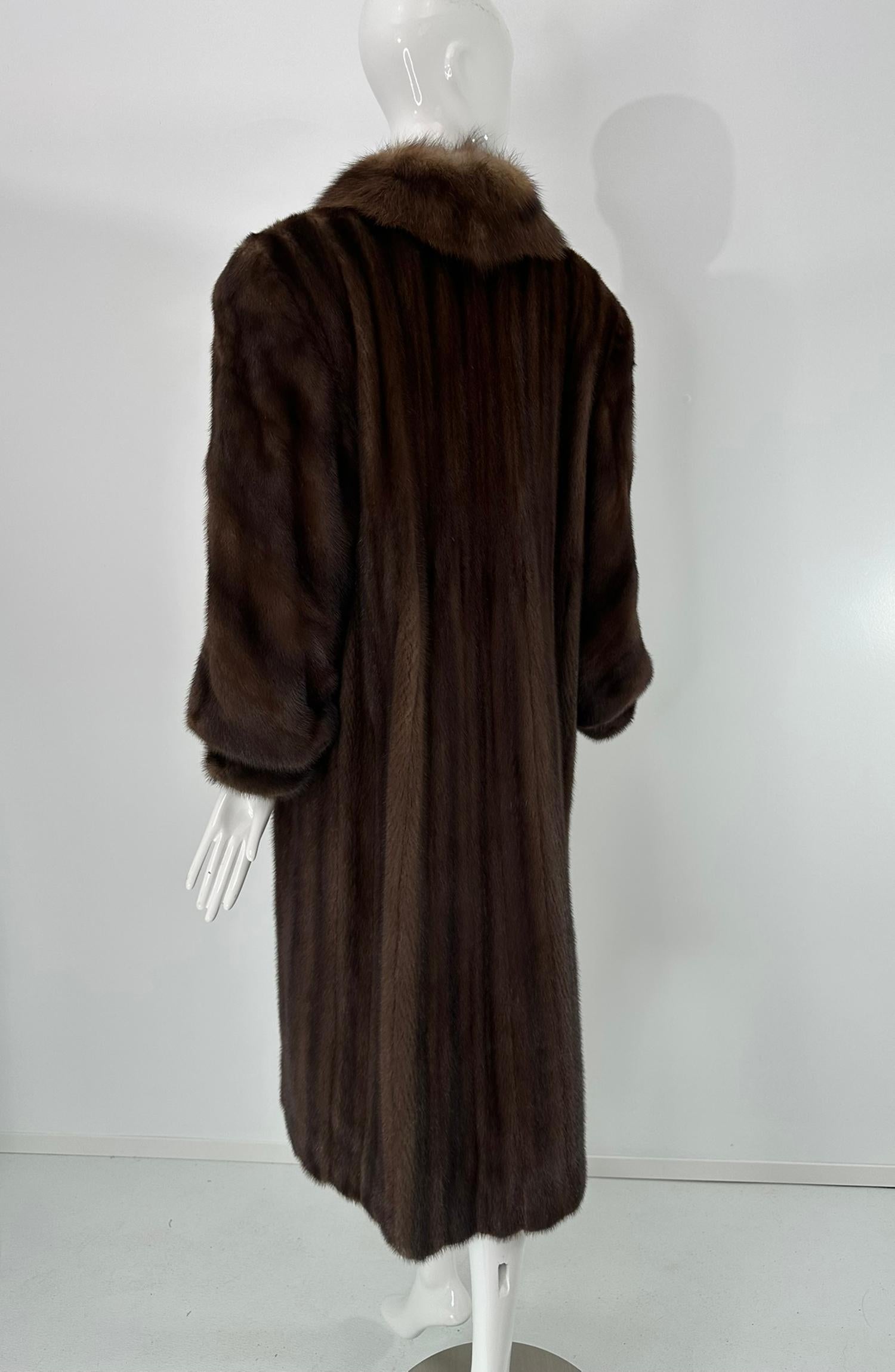 Donna Pellicce Kakas Boston Cappotto completo in pelliccia di visone e zibellino color oro mogano anni '90 S.I.M. in vendita