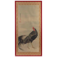 Kakenano di un gallo dipinto di seta