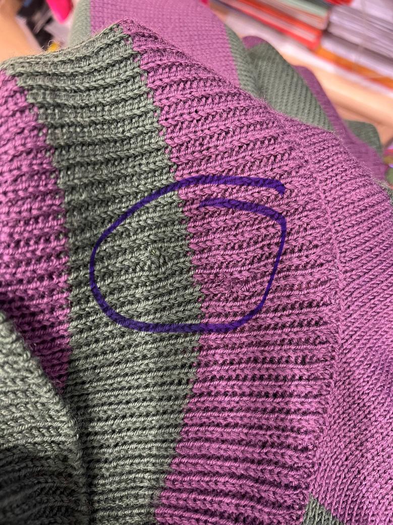 Maglione color kaki e viola e gonna in lana stampata LANVIN in vendita 5