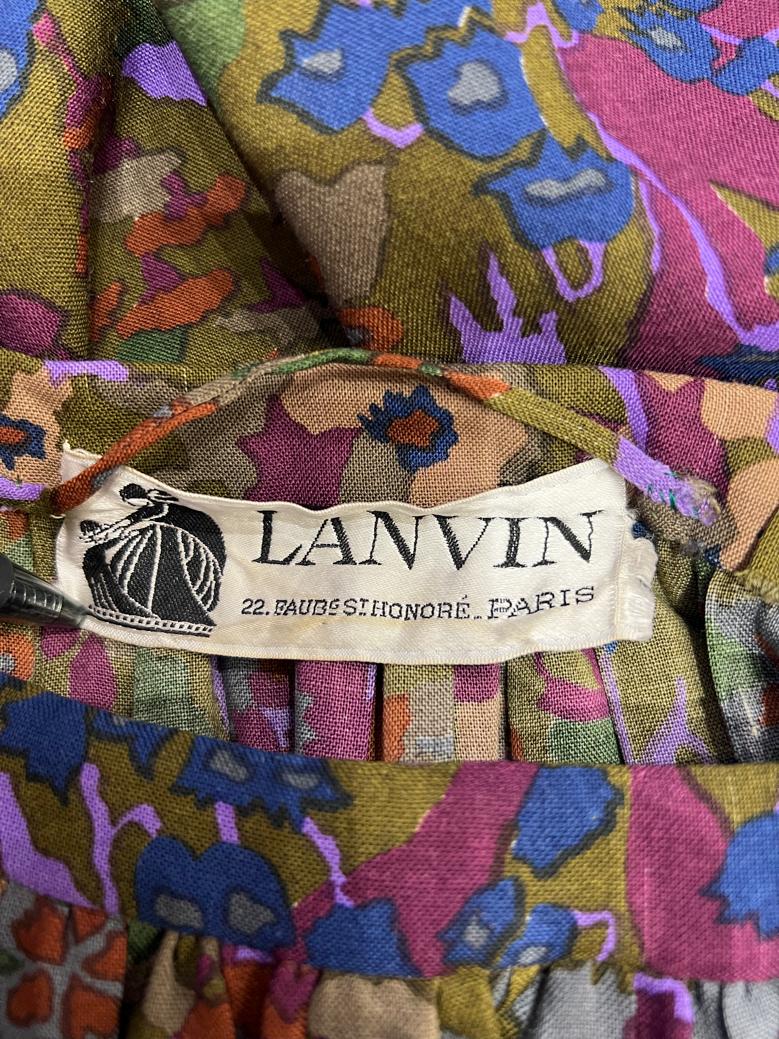 Maglione color kaki e viola e gonna in lana stampata LANVIN in vendita 6