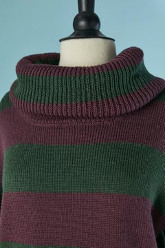 Ensemble aus kakifarbenem und lilafarbenem Pullover und bedrucktem Wollrock LANVIN