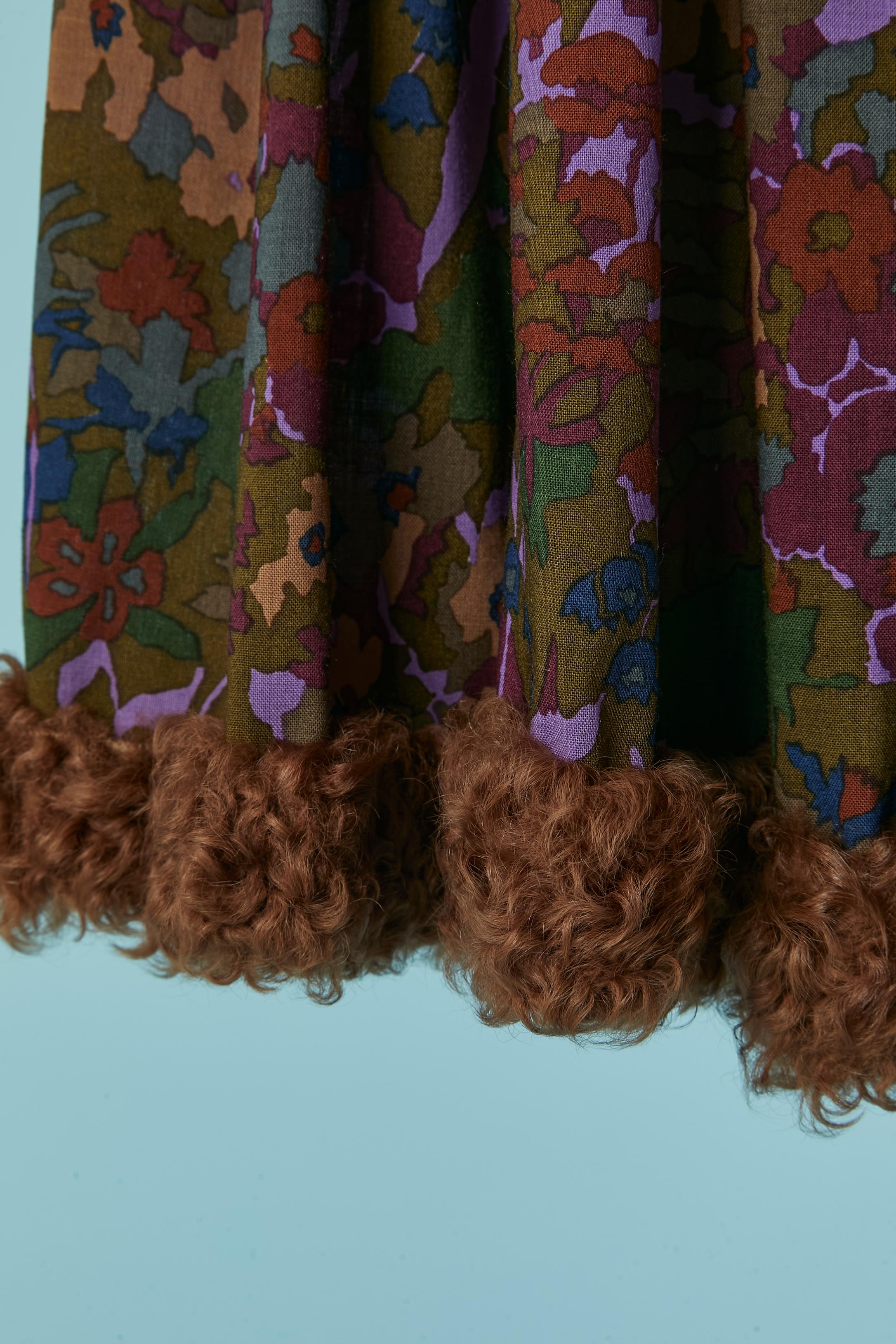 Donna Maglione color kaki e viola e gonna in lana stampata LANVIN in vendita