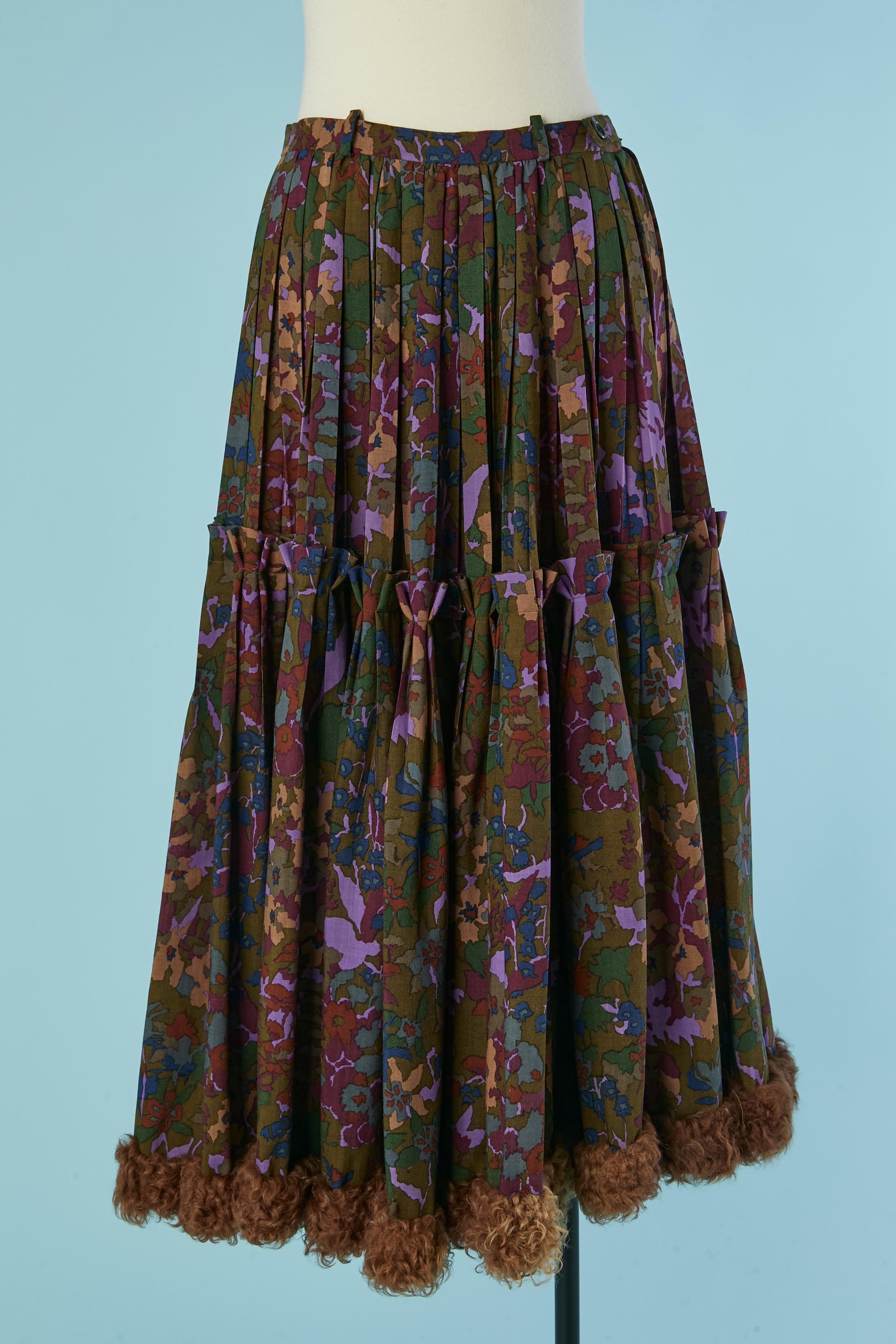 Maglione color kaki e viola e gonna in lana stampata LANVIN in vendita 3