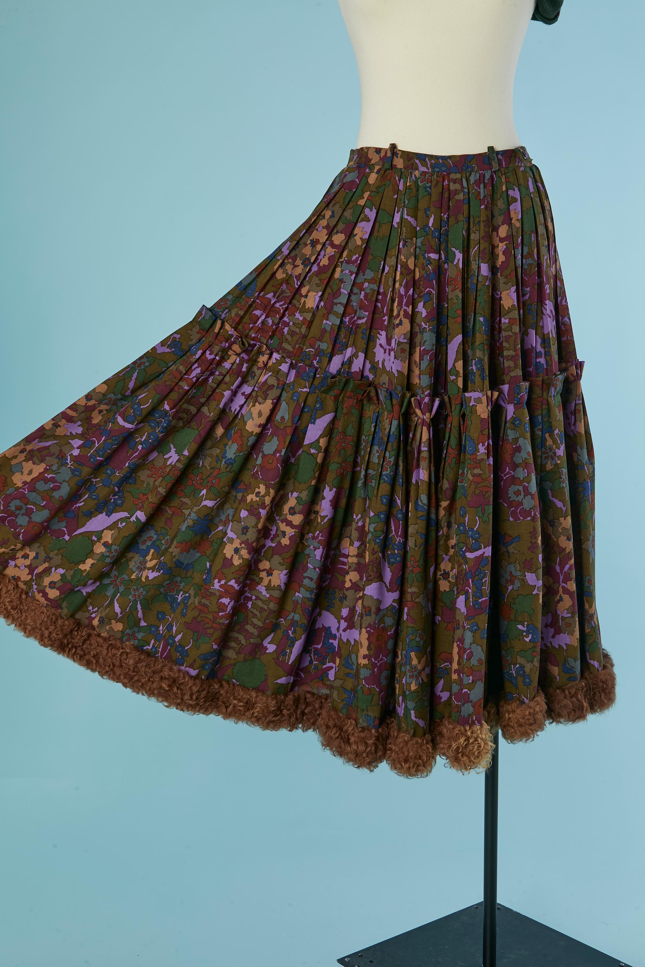 Maglione color kaki e viola e gonna in lana stampata LANVIN in vendita 4