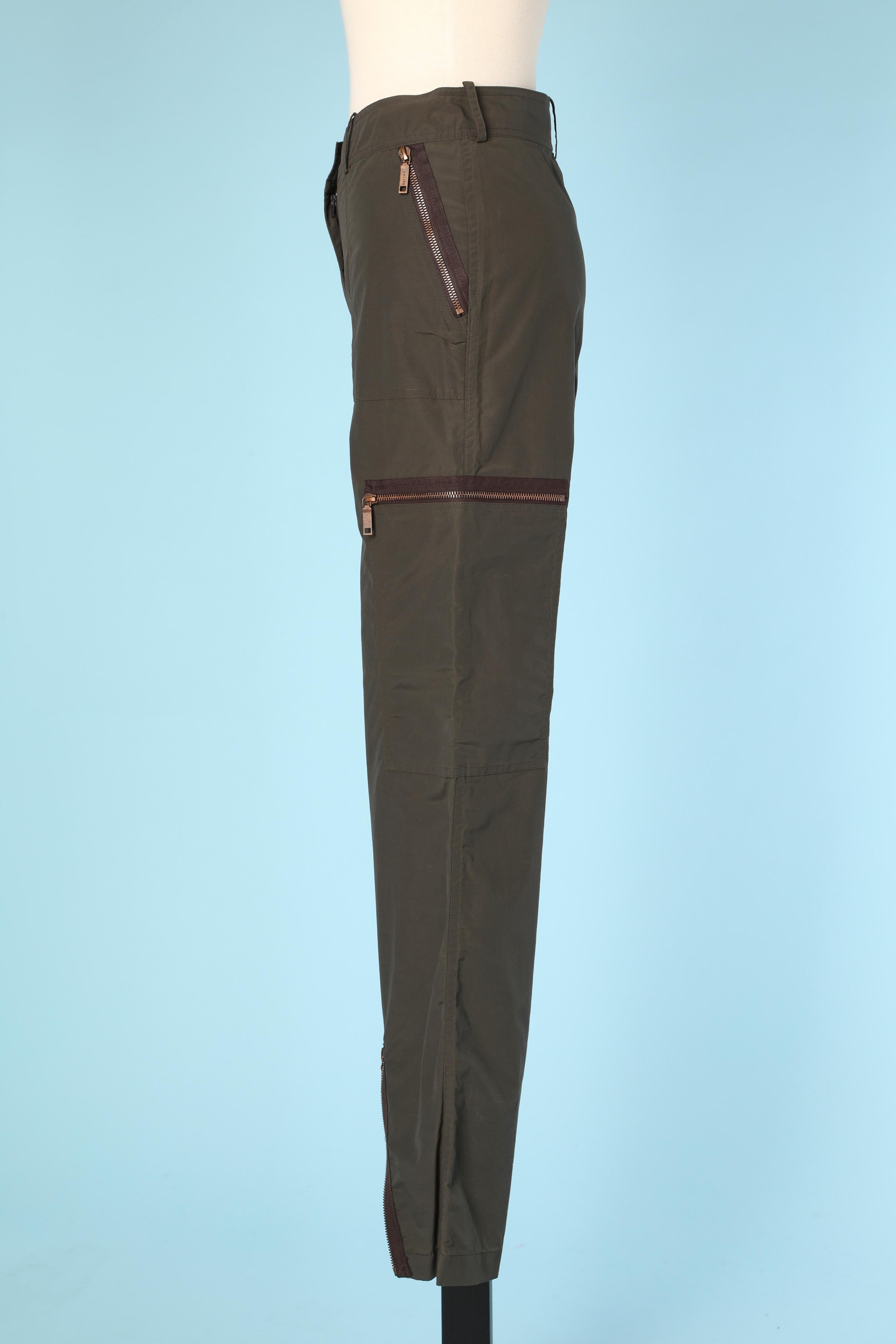 Black Kaki cargo pant with zipped pockets Céline 