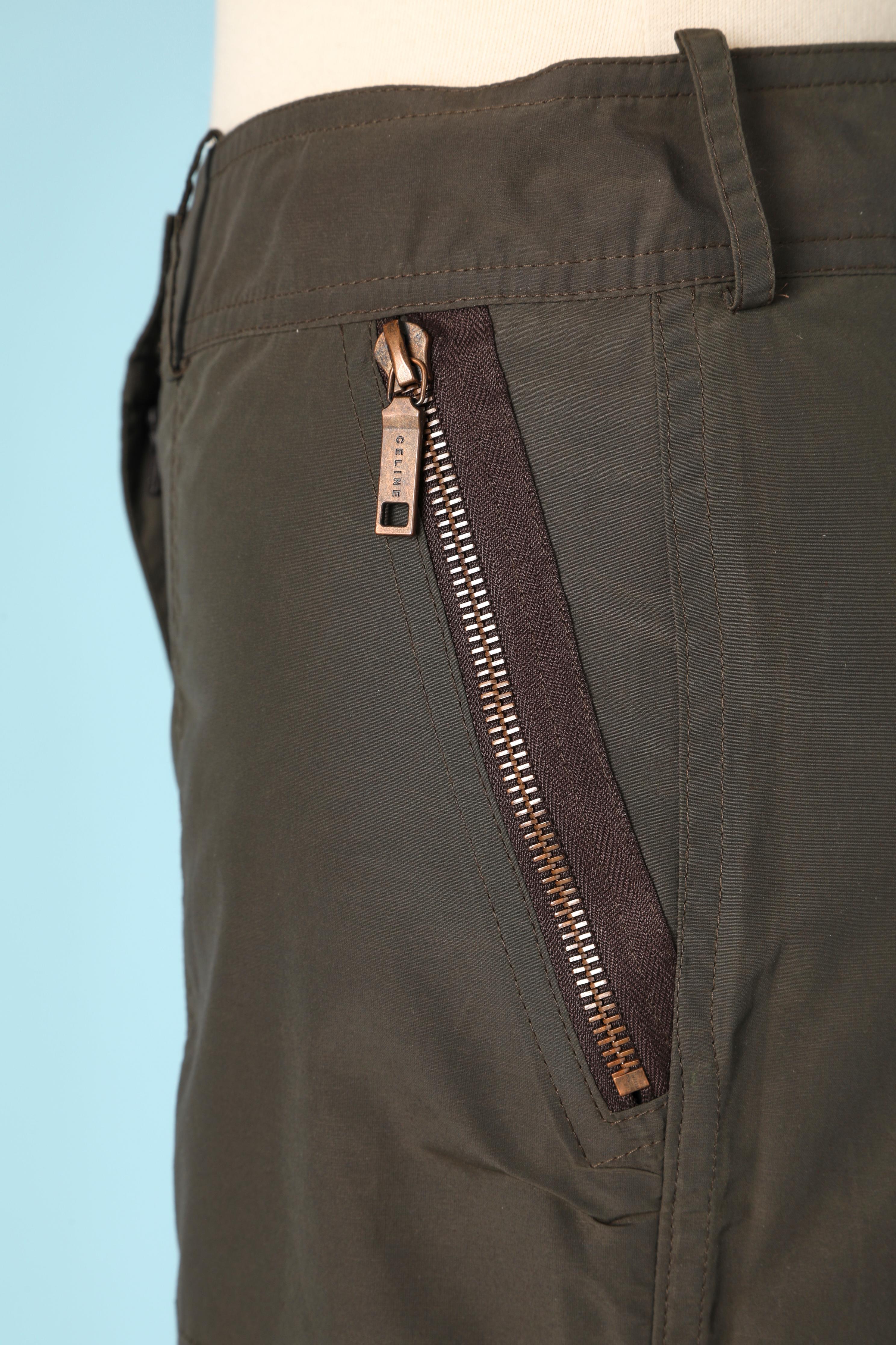 Kaki cargo pant with zipped pockets Céline  In Excellent Condition In Saint-Ouen-Sur-Seine, FR