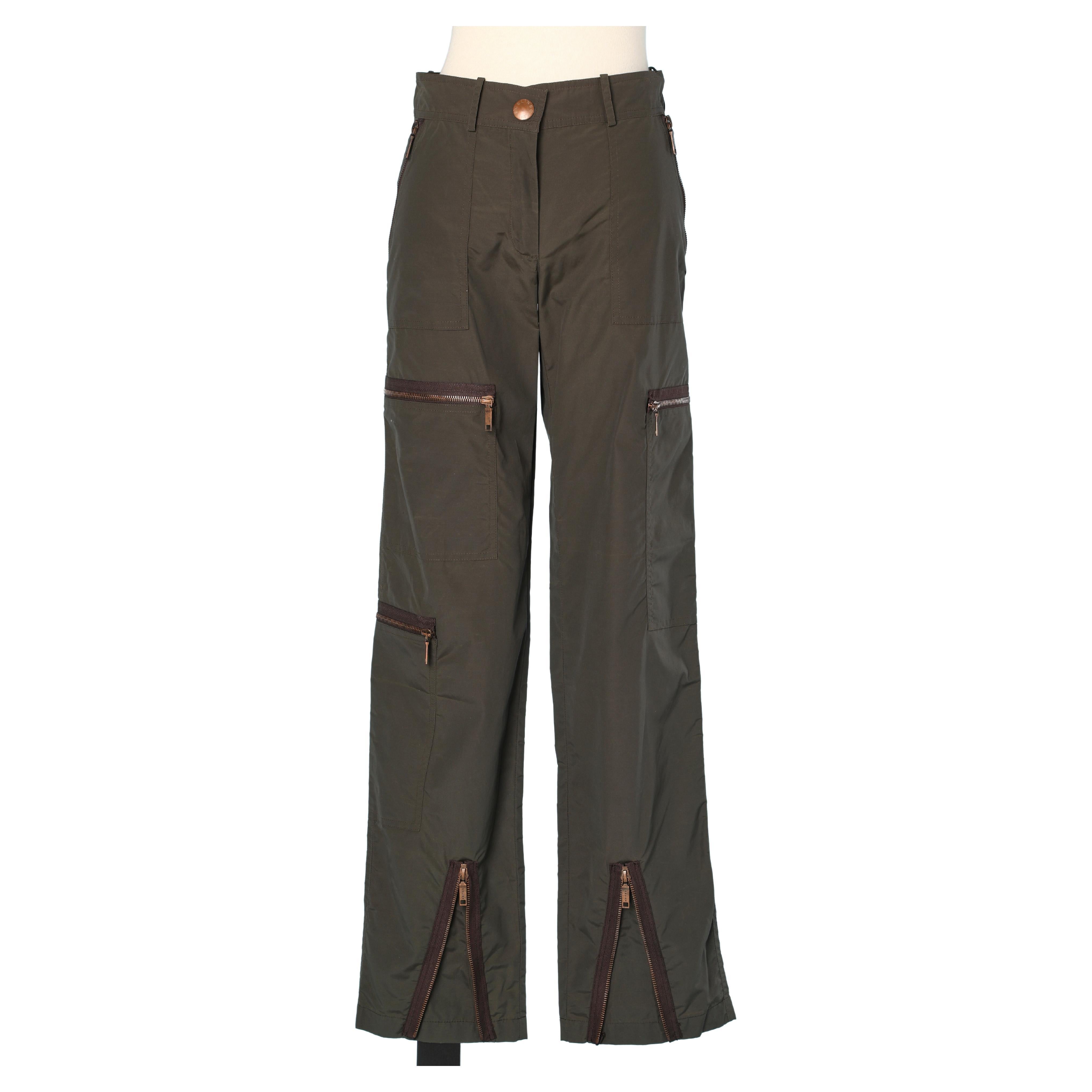 Kaki cargo pant with zipped pockets Céline 