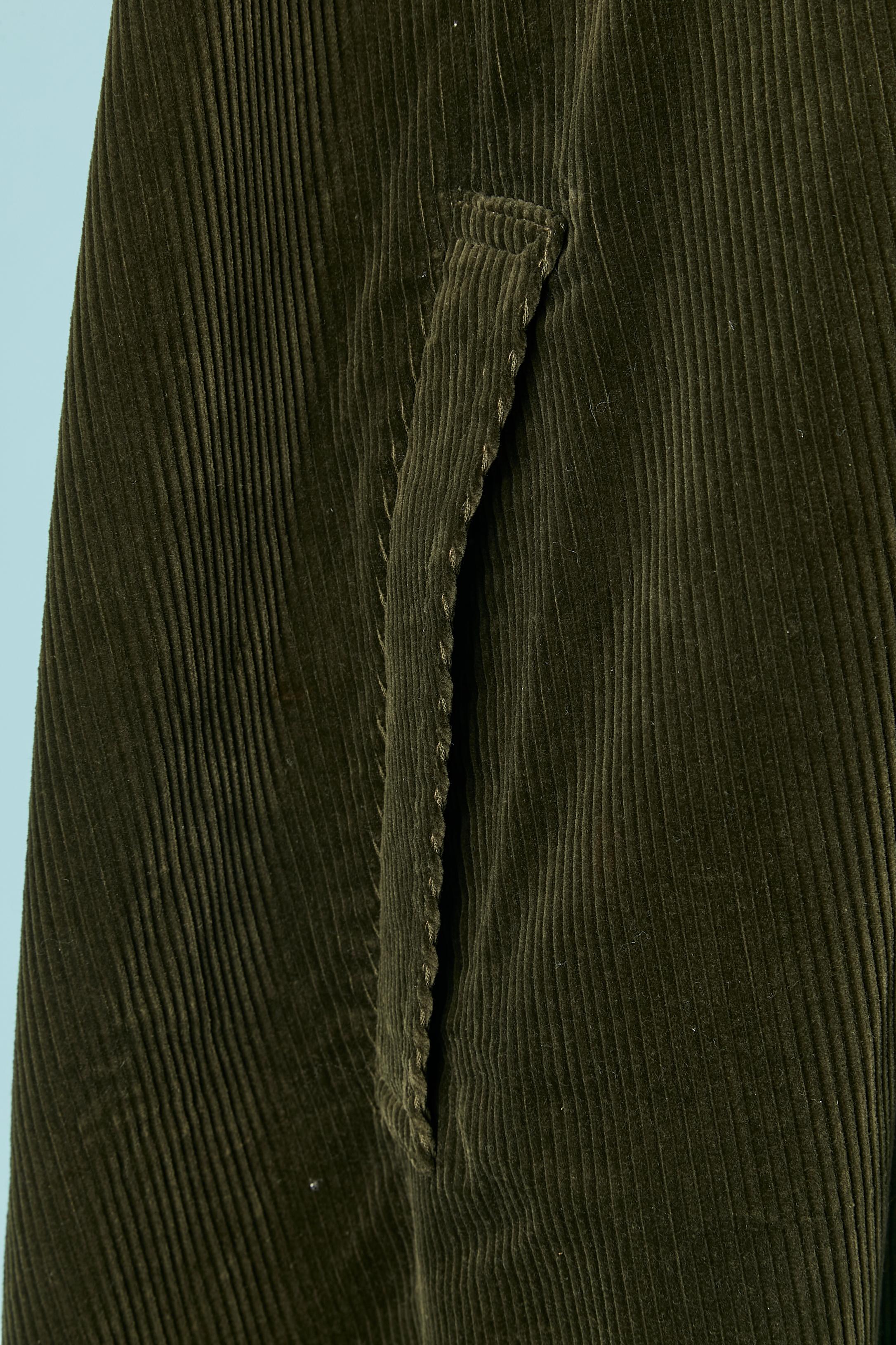 Kaki Corduroy cape with hood TED LAPIDUS In Excellent Condition For Sale In Saint-Ouen-Sur-Seine, FR