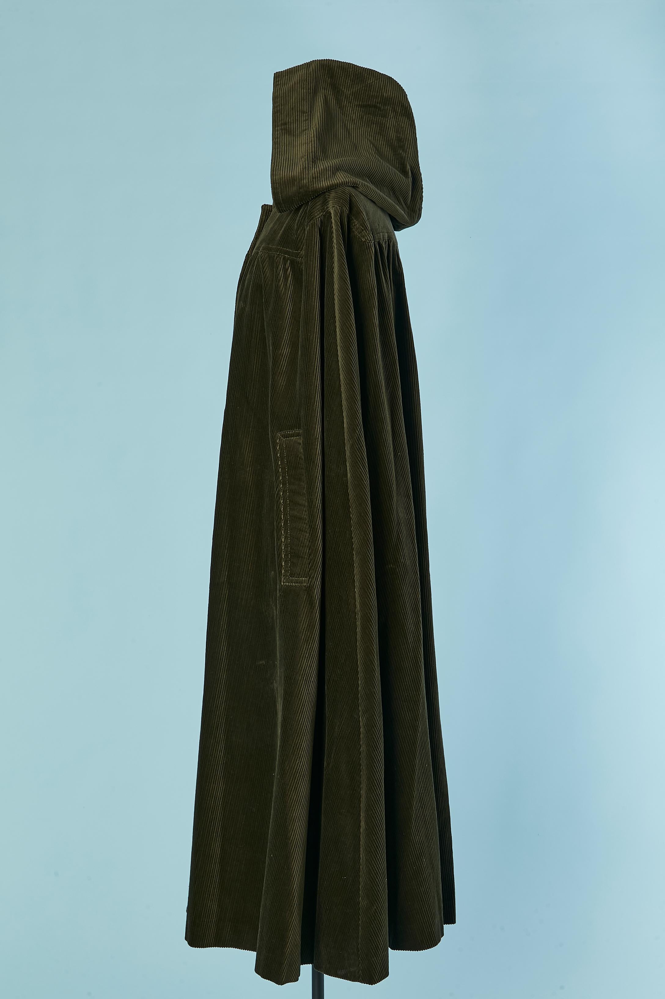 Women's Kaki Corduroy cape with hood TED LAPIDUS For Sale