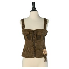 Top bustier de algodón caqui con cordones D&G by DOLCE & GABBANA