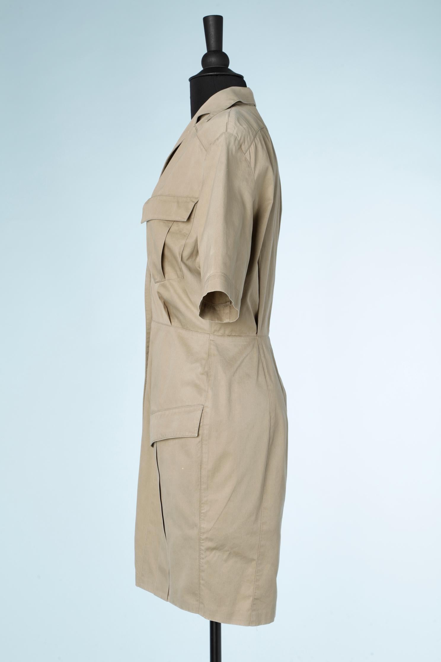 Women's Kaki cotton dress with snap Thierry Mugler