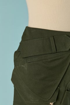 Kaki cotton mini skirt with strap and oversize pocket ALEXANDRE VAUTHIER