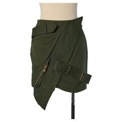 Kaki cotton mini skirt with strap and oversize pocket ALEXANDRE VAUTHIER