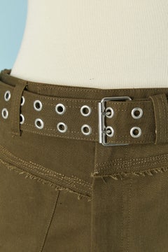Kaki cotton skirt with belt HELMUT LANG