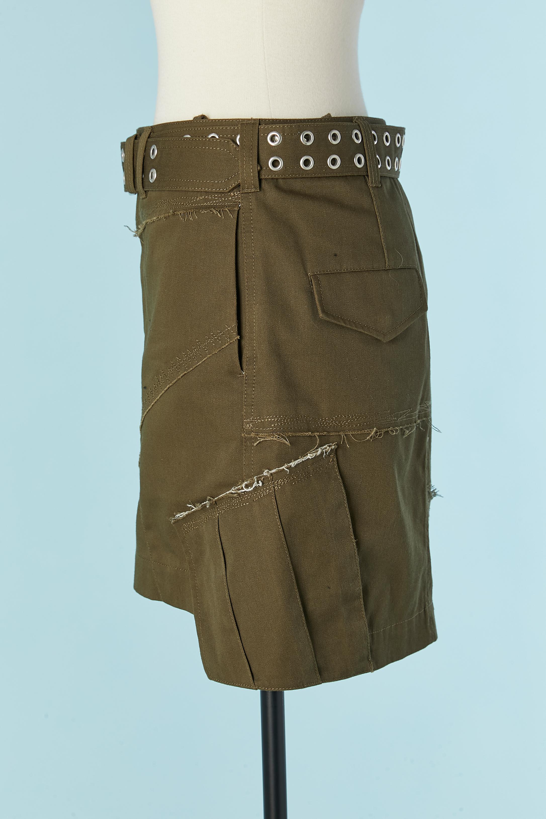 Women's Kaki cotton skirt with belt HELMUT LANG For Sale