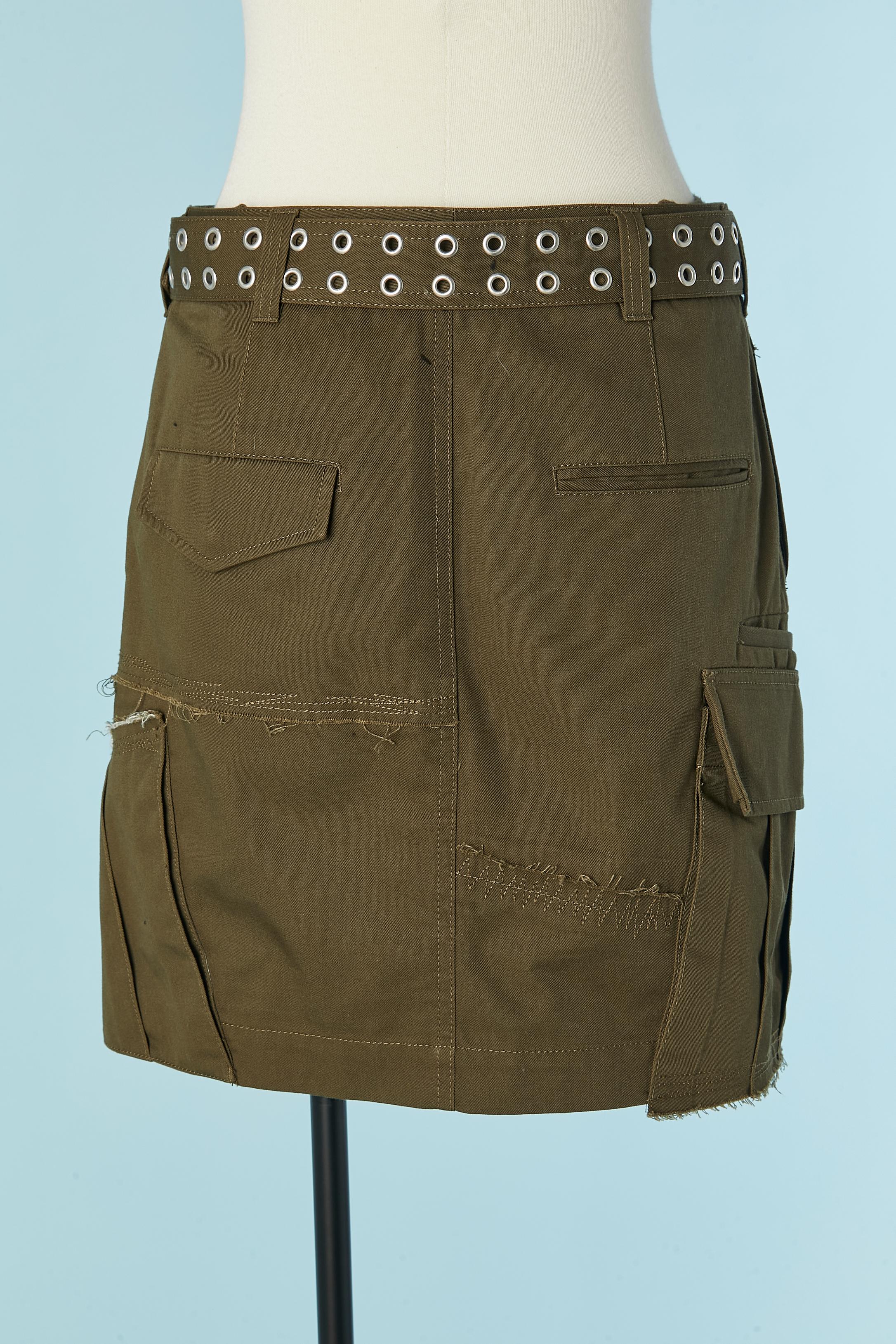 Kaki cotton skirt with belt HELMUT LANG For Sale 1