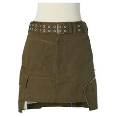 Kaki Baumwollrock mit Gürtel HELMUT LANG