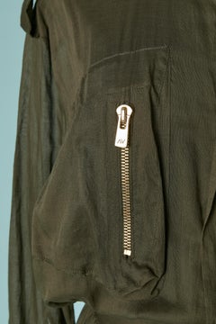 Kakifarbenes Chemise-Kleid aus Baumwolle mit Schleier ALEXANDRE VAUTHIER