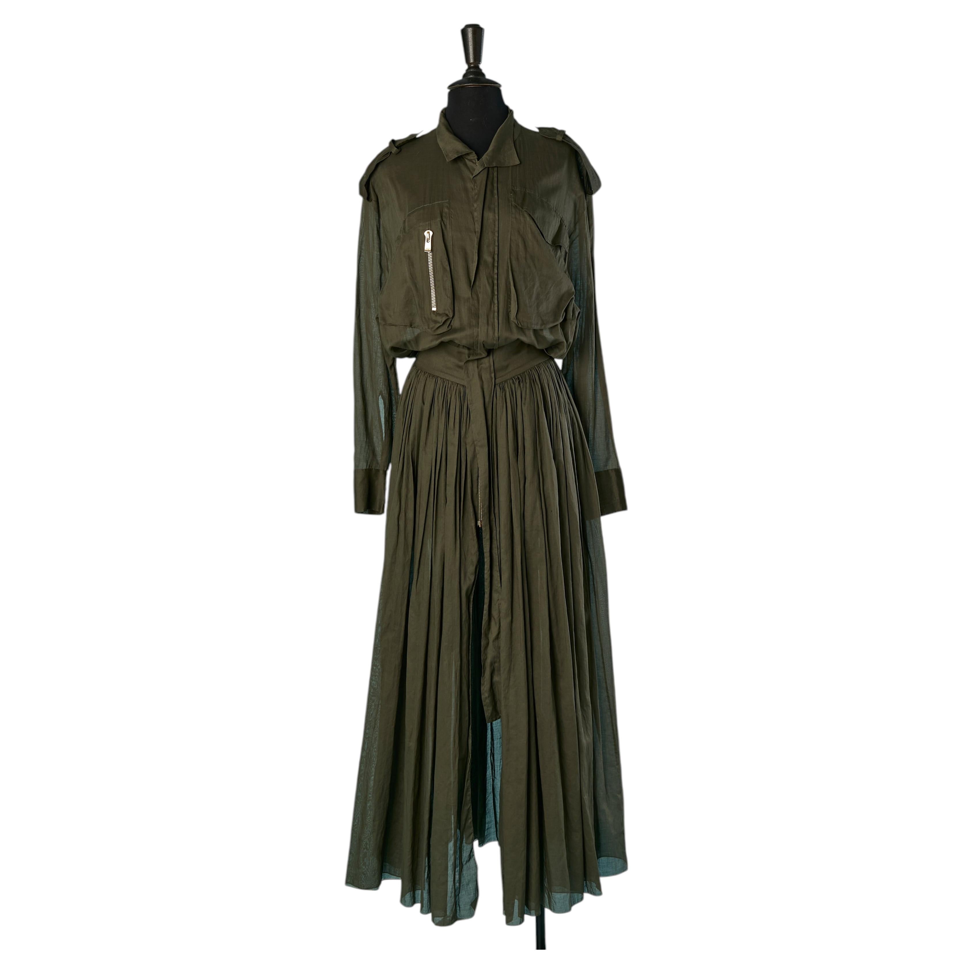 Kaki cotton veil chemise dress ALEXANDRE VAUTHIER