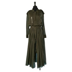 Kakifarbenes Chemise-Kleid aus Baumwolle mit Schleier ALEXANDRE VAUTHIER