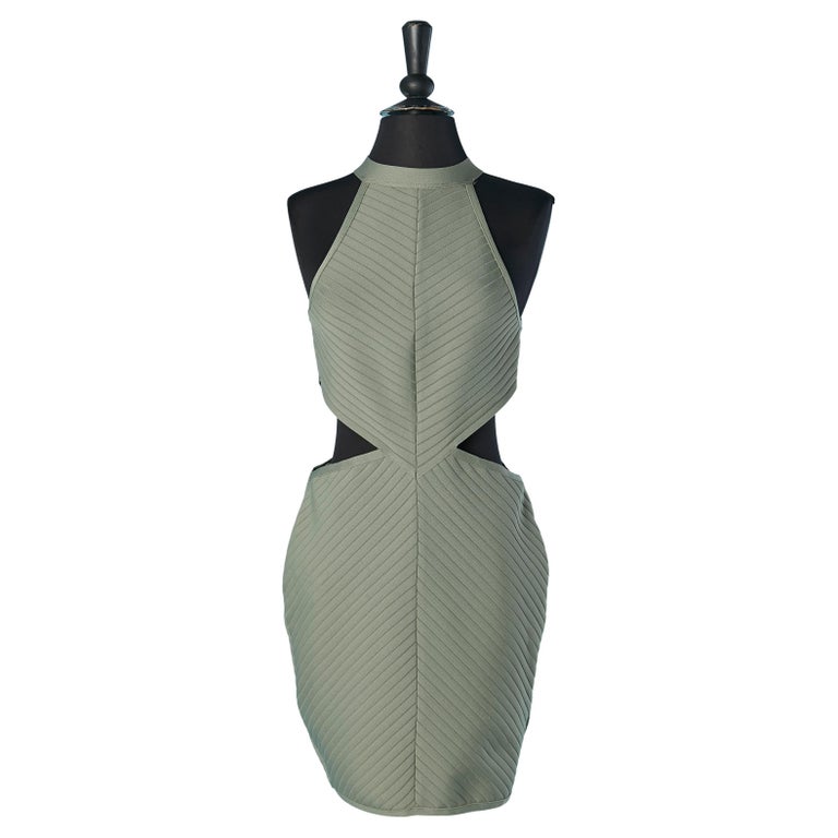 Kaki green sleeveless dress with cut-work PLEIN SUD New For Sale at 1stDibs