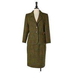 Kaki green Tweed skirt-suit YVES SAINT LAURENT Variation