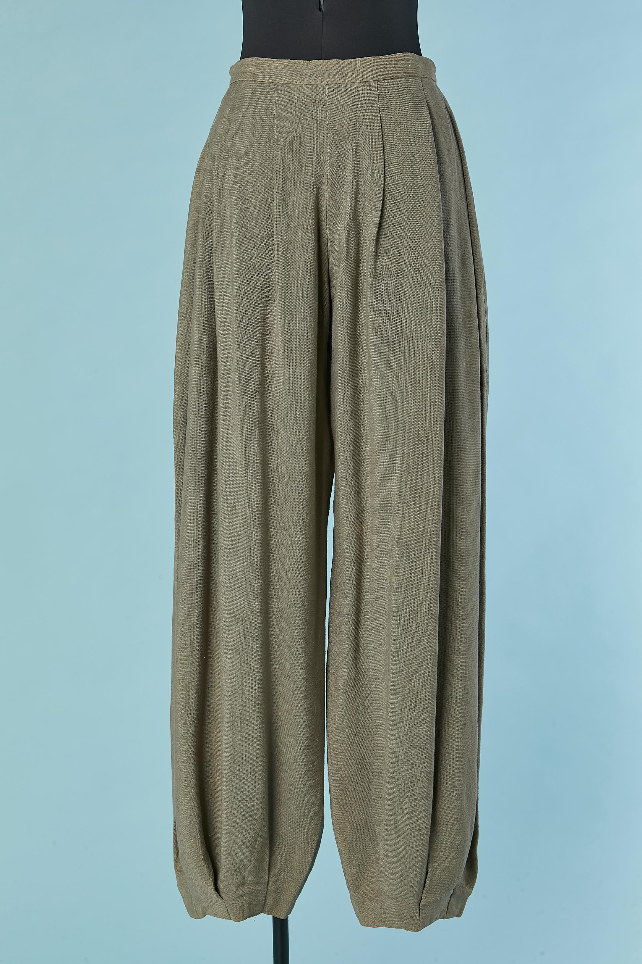 Pantalon en lin kaki/gris Thierry Mugler Bon état - En vente à Saint-Ouen-Sur-Seine, FR