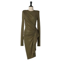 Kaki jersey cocktail dress with gold metal studs ALEXANDRE VAUTHIER
