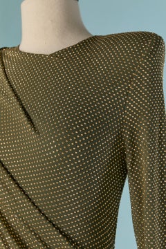 Kaki jersey wrapped evening dress with gold metal stud ALEXANDRE VAUTHIER