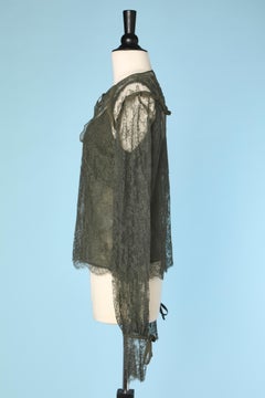 Kaki lace shirt with silk kaki tank -top underneath Valentino Roma