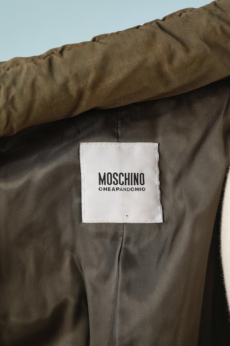 Kaki military style jacket with zip on the side Moschino Cheap & Chic  4