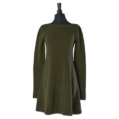 Kaki wool knit dress BALENCIAGA