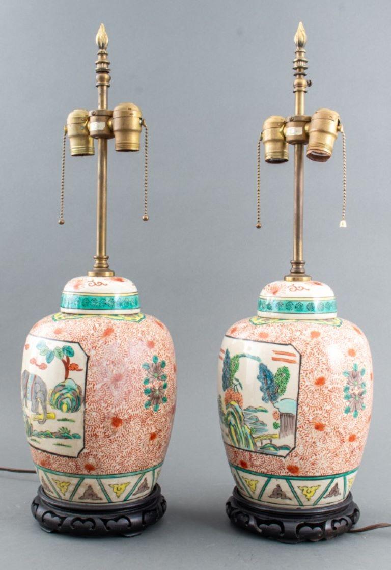 Kakiemon Style Covered Jars Mounted As Lamps, Pair. 

Dealer: S138XX