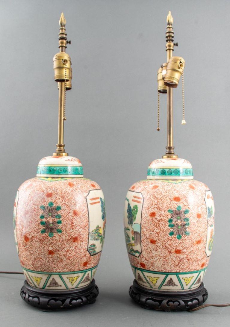 Other Kakiemon Style Covered Jars Mounted As Lamps, Pair