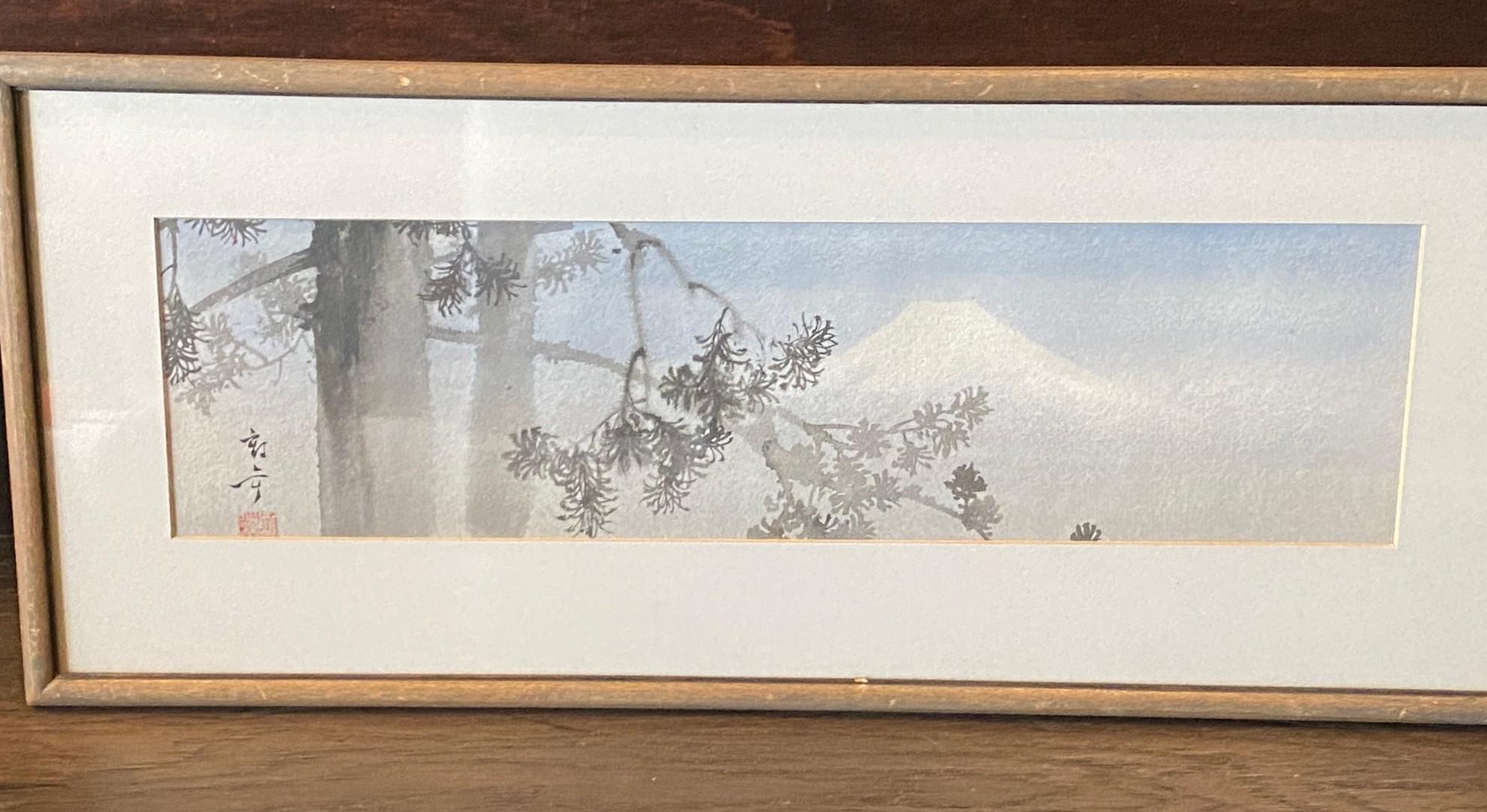 Kakunen Tsuruoka Signed Original Japanese Watercolor Painting of Mount Fuji 1927 (Showa) im Angebot