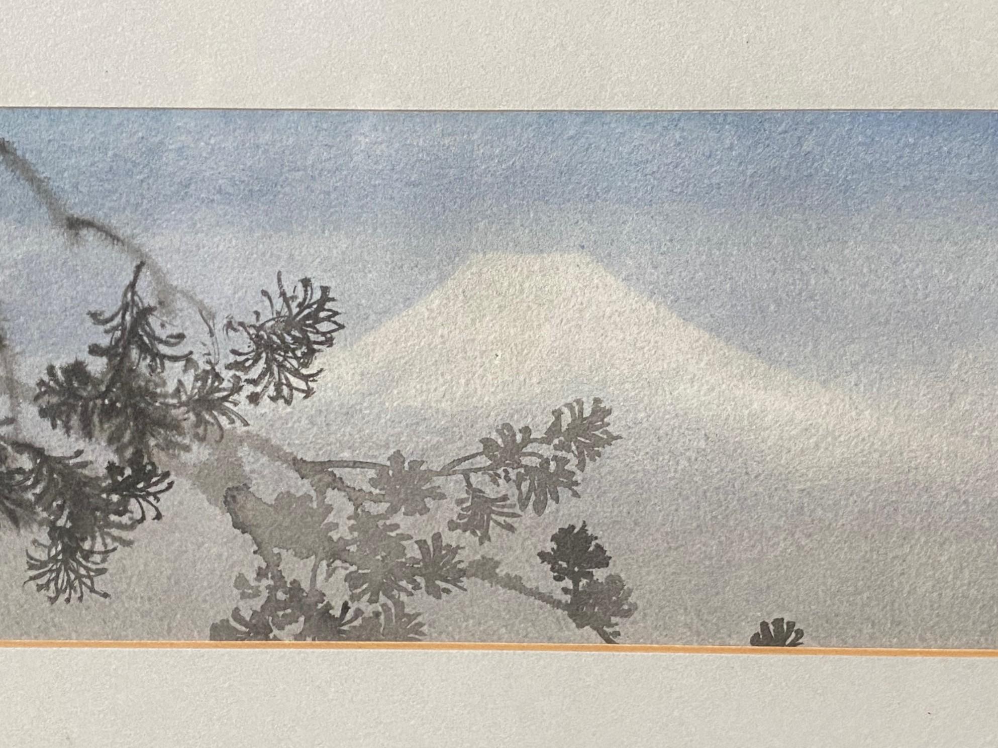 Kakunen Tsuruoka Signed Original Japanese Watercolor Painting of Mount Fuji 1927 (Japanisch) im Angebot
