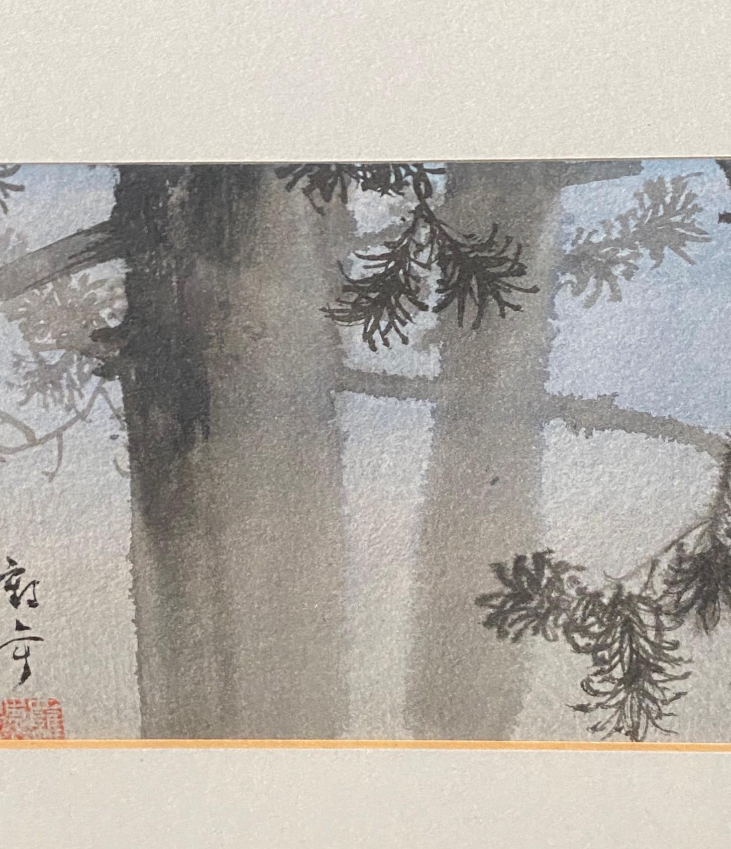 Kakunen Tsuruoka Signed Original Japanese Watercolor Painting of Mount Fuji 1927 (Handbemalt) im Angebot