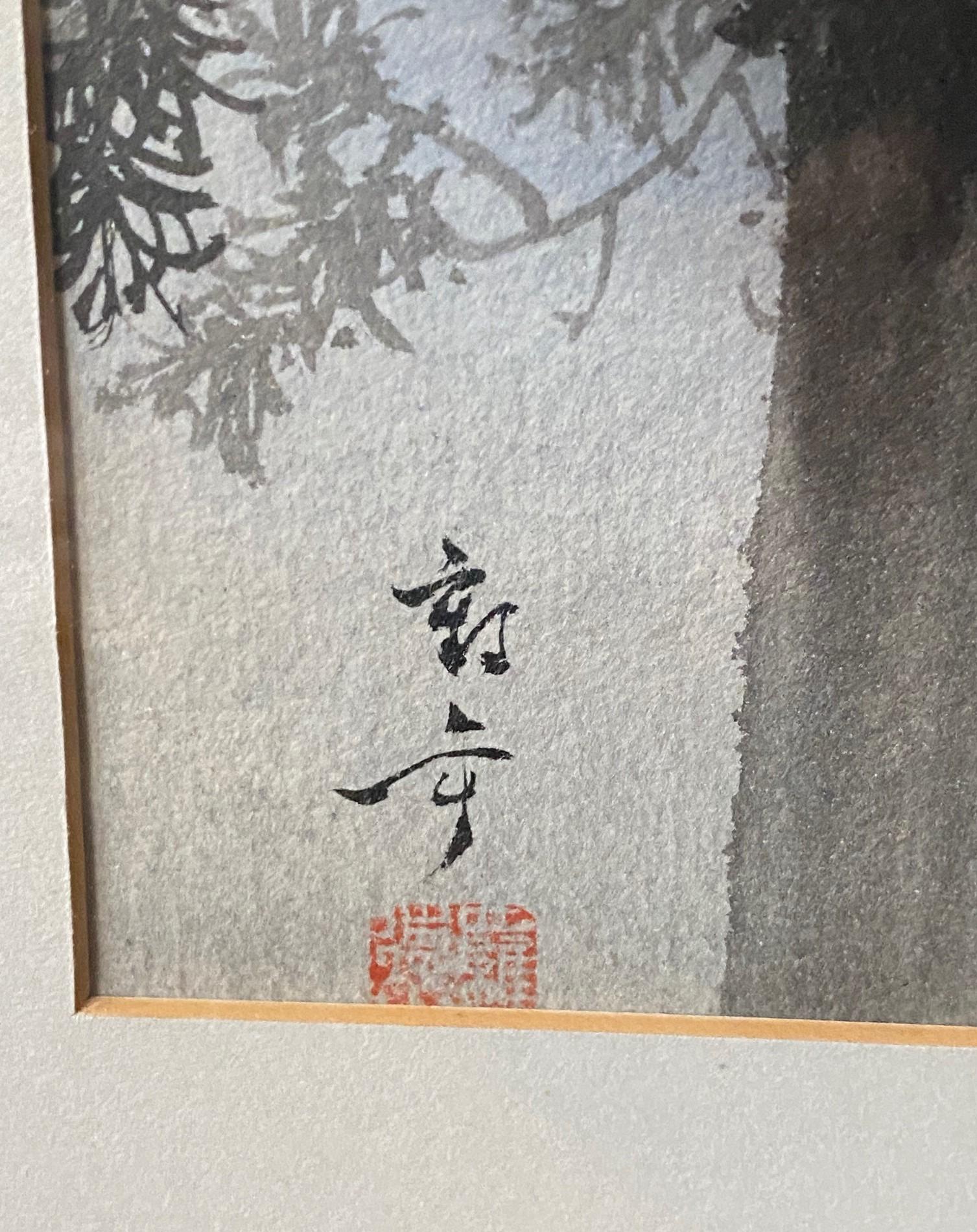 Kakunen Tsuruoka Signed Original Japanese Watercolor Painting of Mount Fuji 1927 im Zustand „Gut“ im Angebot in Studio City, CA