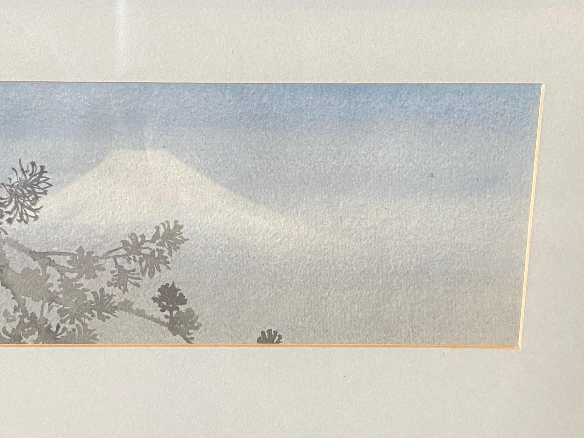 Kakunen Tsuruoka Signed Original Japanese Watercolor Painting of Mount Fuji 1927 (Farbe) im Angebot