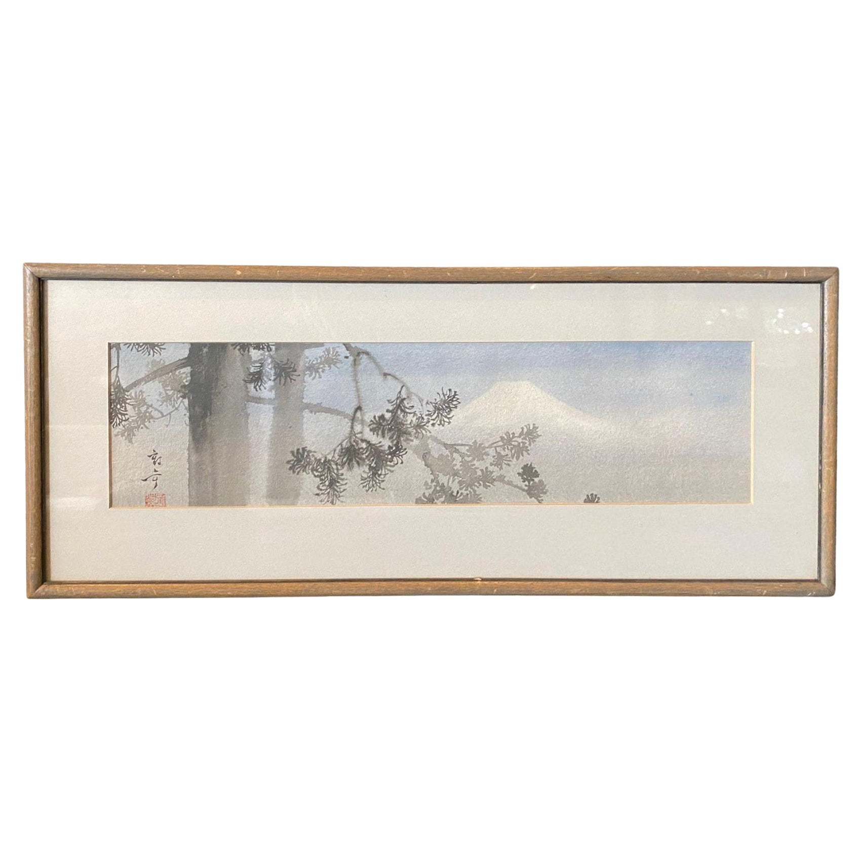 Kakunen Tsuruoka Signed Original Japanese Watercolor Painting of Mount Fuji 1927