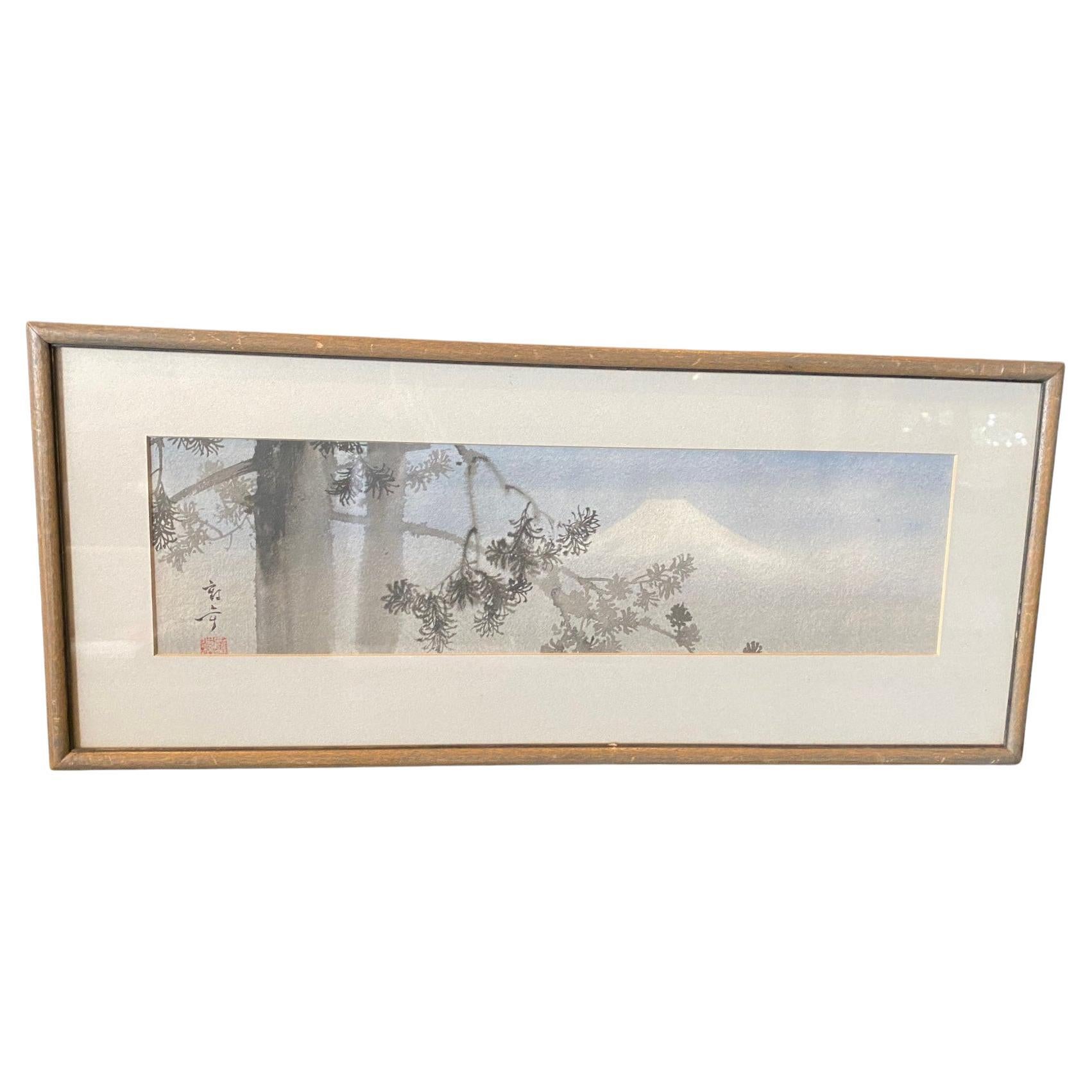 Kakunen Tsuruoka Signed Original Japanese Watercolor Painting of Mount Fuji 1927